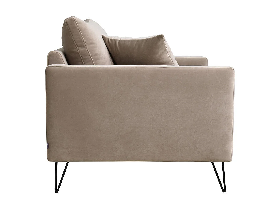 Villabon - Fauteuil XL en velours pieds épingles noirs - Beige