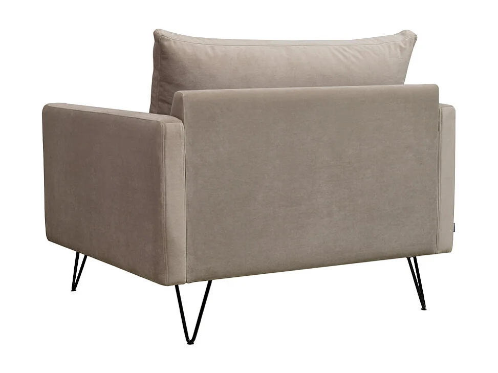 Villabon - Fauteuil XL en velours pieds épingles noirs - Beige