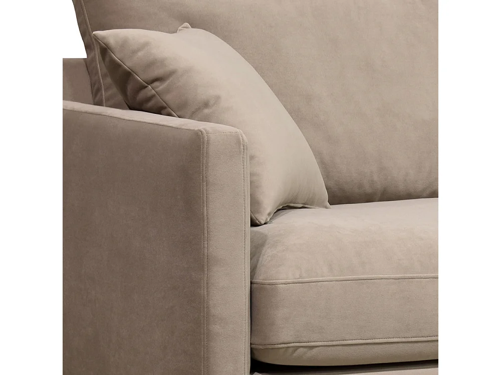 Villabon - Fauteuil XL en velours pieds épingles noirs - Beige