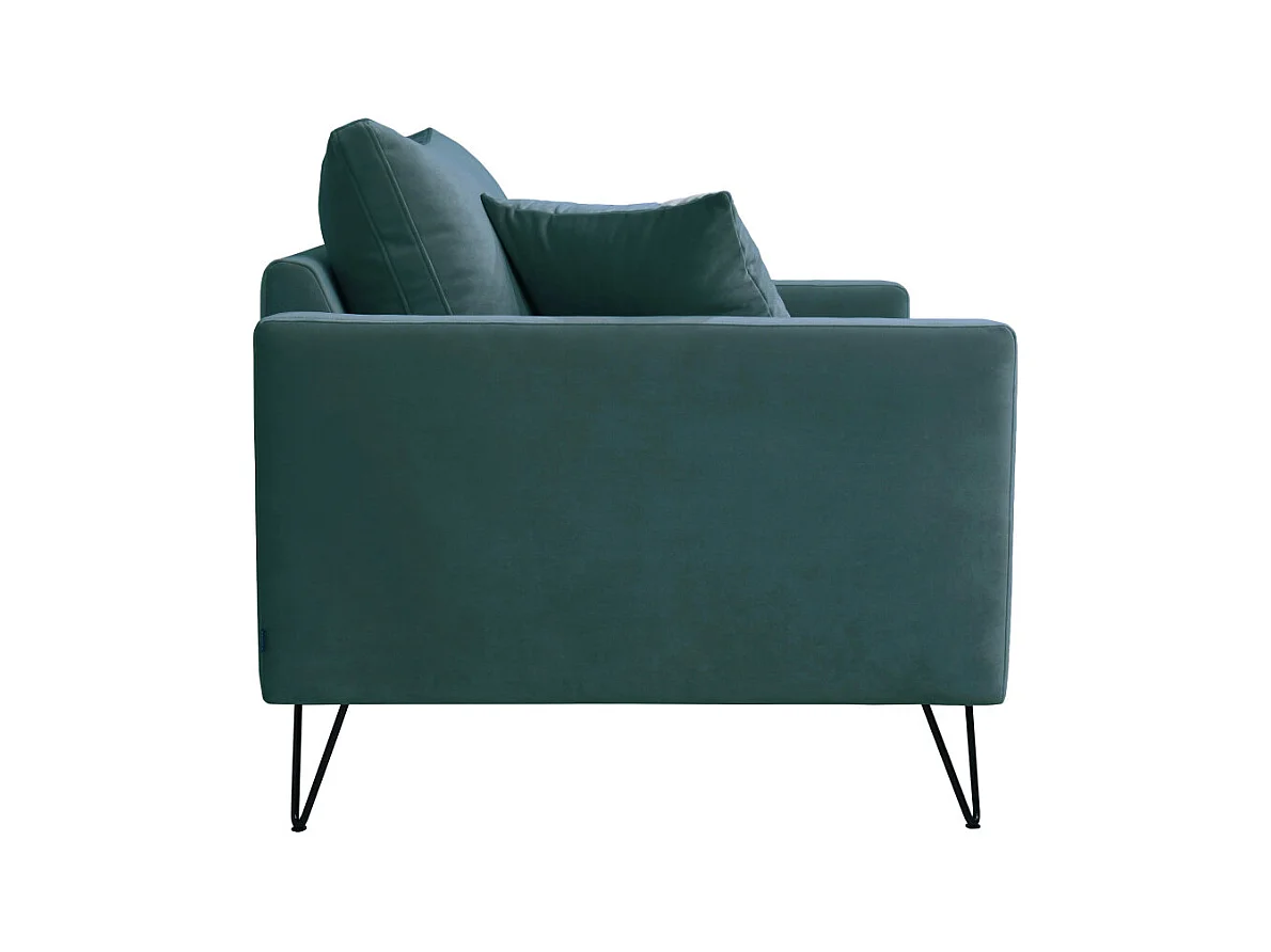 Villabon - Fauteuil XL en velours pieds épingles noirs - Vert eucalyptus