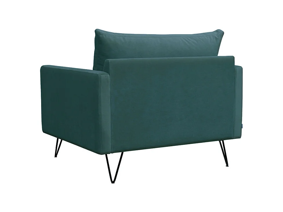 Villabon - Fauteuil XL en velours pieds épingles noirs - Vert eucalyptus