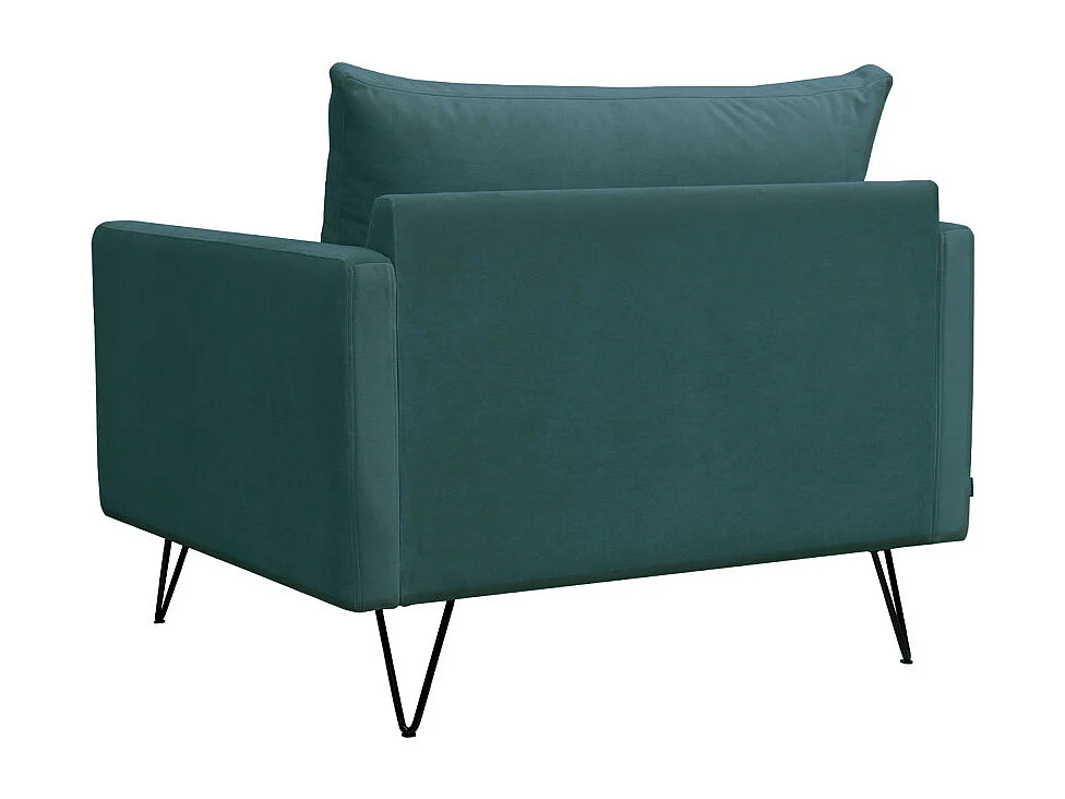 Villabon - Fauteuil XL en velours pieds épingles noirs - Vert eucalyptus