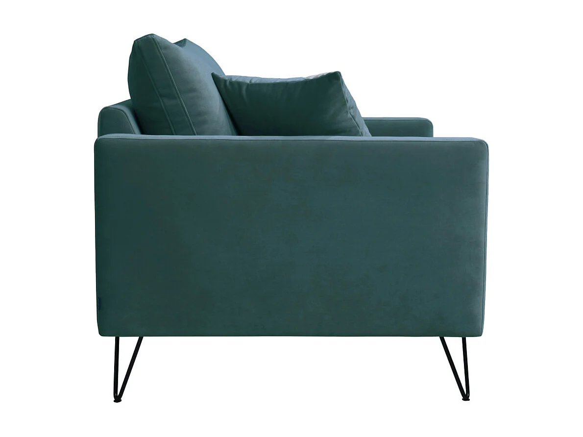 Villabon - Fauteuil XL en velours pieds épingles noirs - Vert eucalyptus