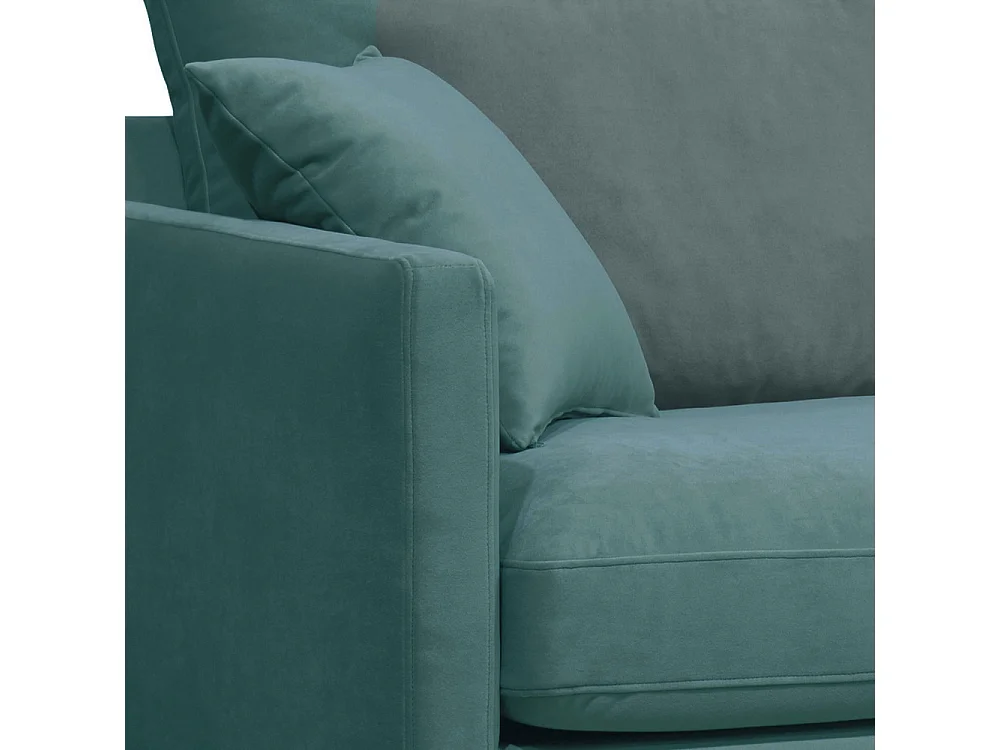 Villabon - Fauteuil XL en velours pieds épingles noirs - Vert eucalyptus