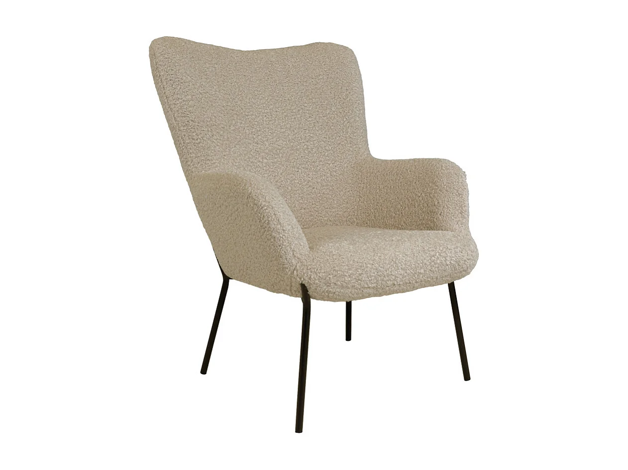 Glasgow - Fauteuil en tissu bouclette et métal : Couleur - Sable