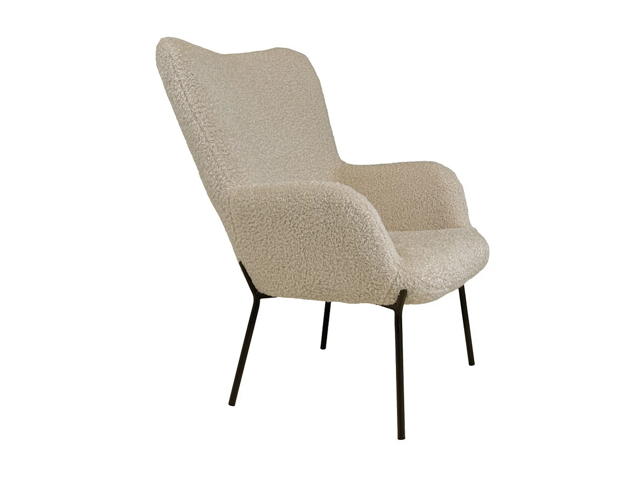 Glasgow - Fauteuil en tissu bouclette et métal : Couleur - Sable