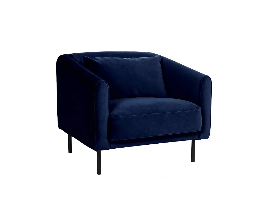 Winsen - Fauteuil en velours pieds droits en métal - Bleu marine