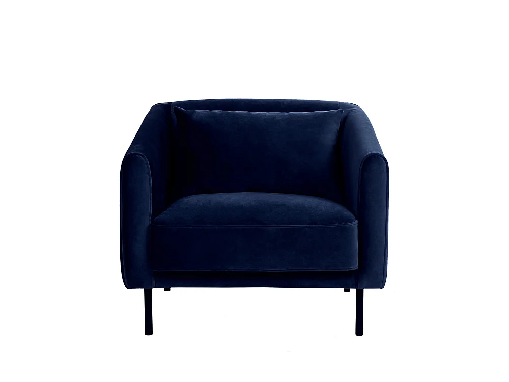 Winsen - Fauteuil en velours pieds droits en métal - Bleu marine