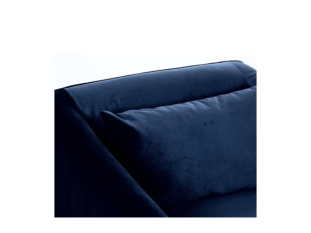 Winsen - Fauteuil en velours pieds droits en métal - Bleu marine