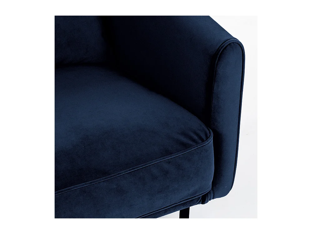 Winsen - Fauteuil en velours pieds droits en métal - Bleu marine