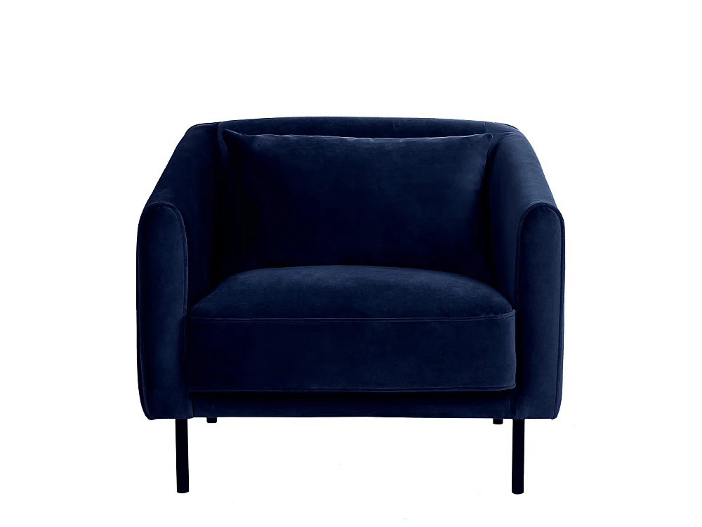 Winsen - Fauteuil en velours pieds droits en métal - Bleu marine