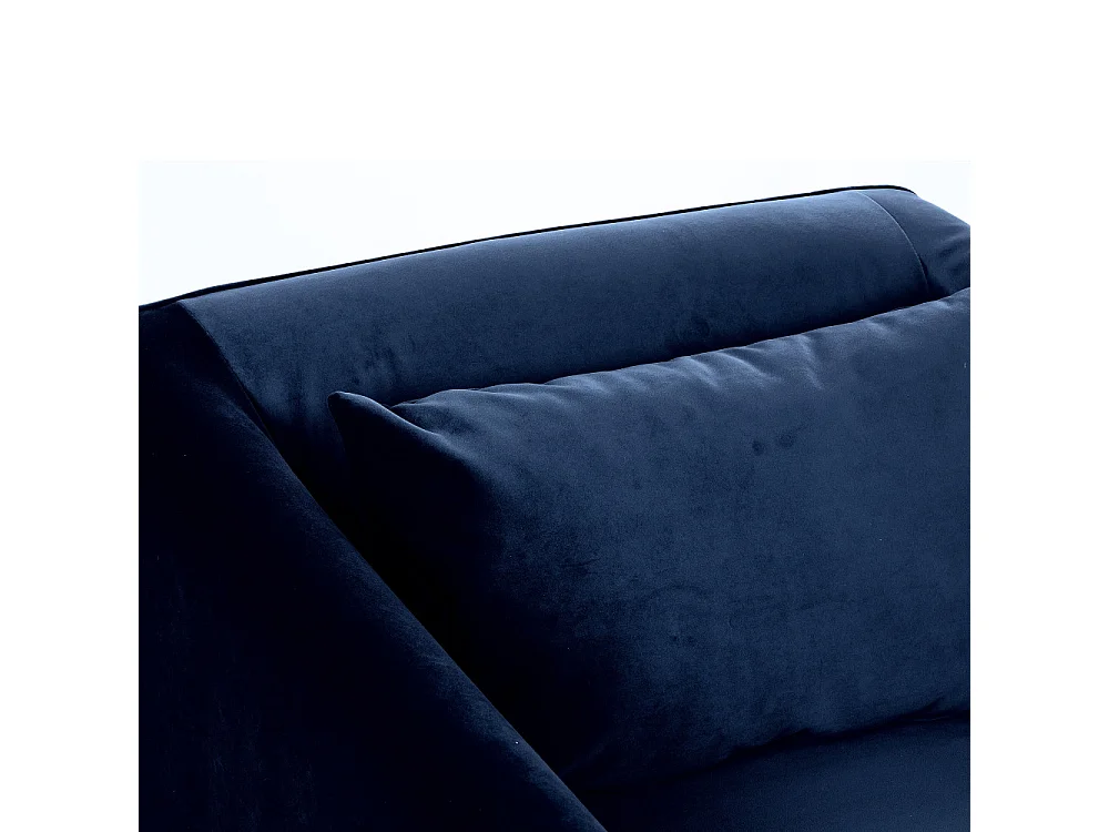 Winsen - Fauteuil en velours pieds droits en métal - Bleu marine