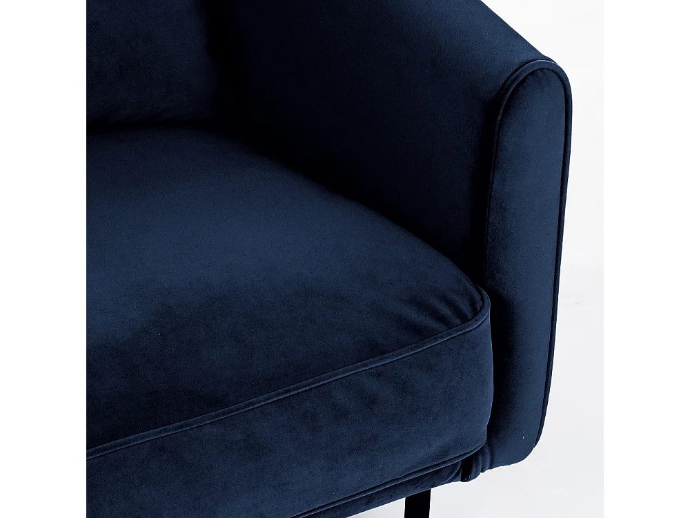 Winsen - Fauteuil en velours pieds droits en métal - Bleu marine