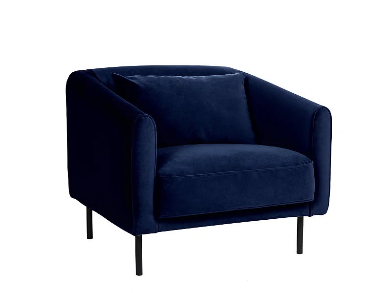 Winsen - Fauteuil en velours pieds droits en métal - Bleu marine