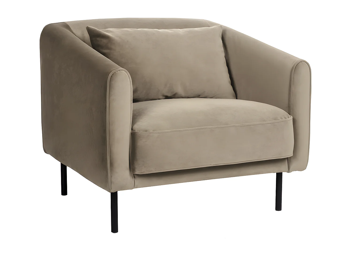 Winsen - Fauteuil en velours pieds droits en métal - Beige