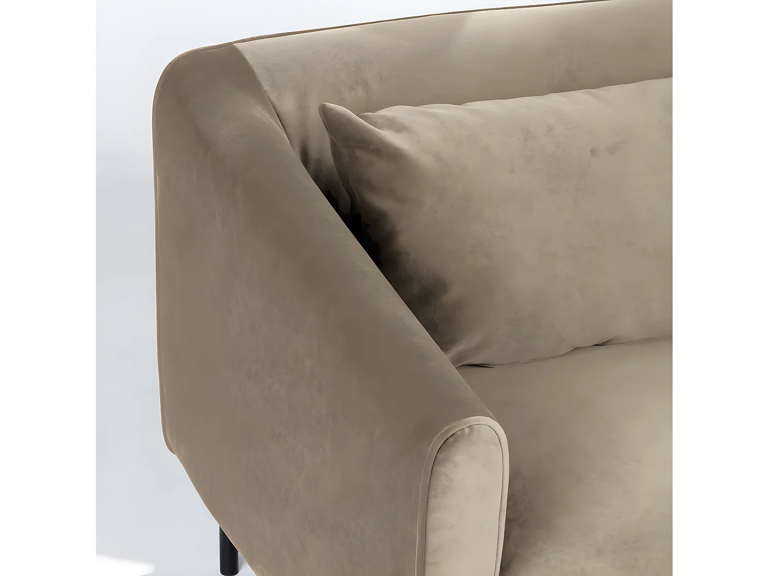 Winsen - Fauteuil en velours pieds droits en métal - Beige