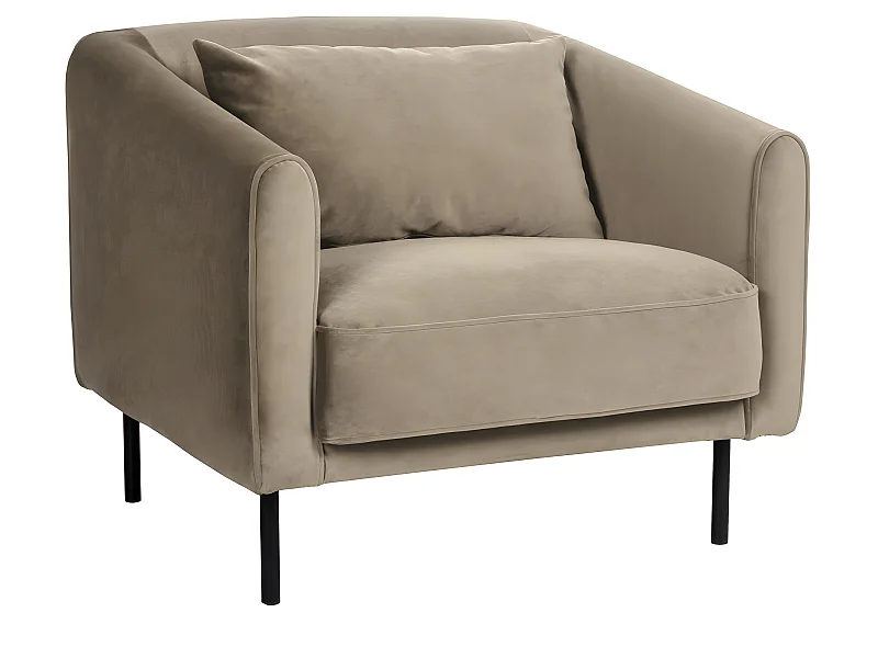 Winsen - Fauteuil en velours pieds droits en métal - Beige