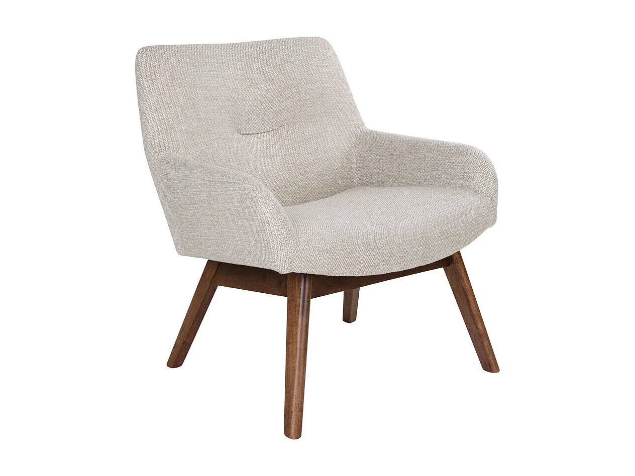 London - Fauteuil en tissu et pieds en bois naturel : Couleur - Ecru