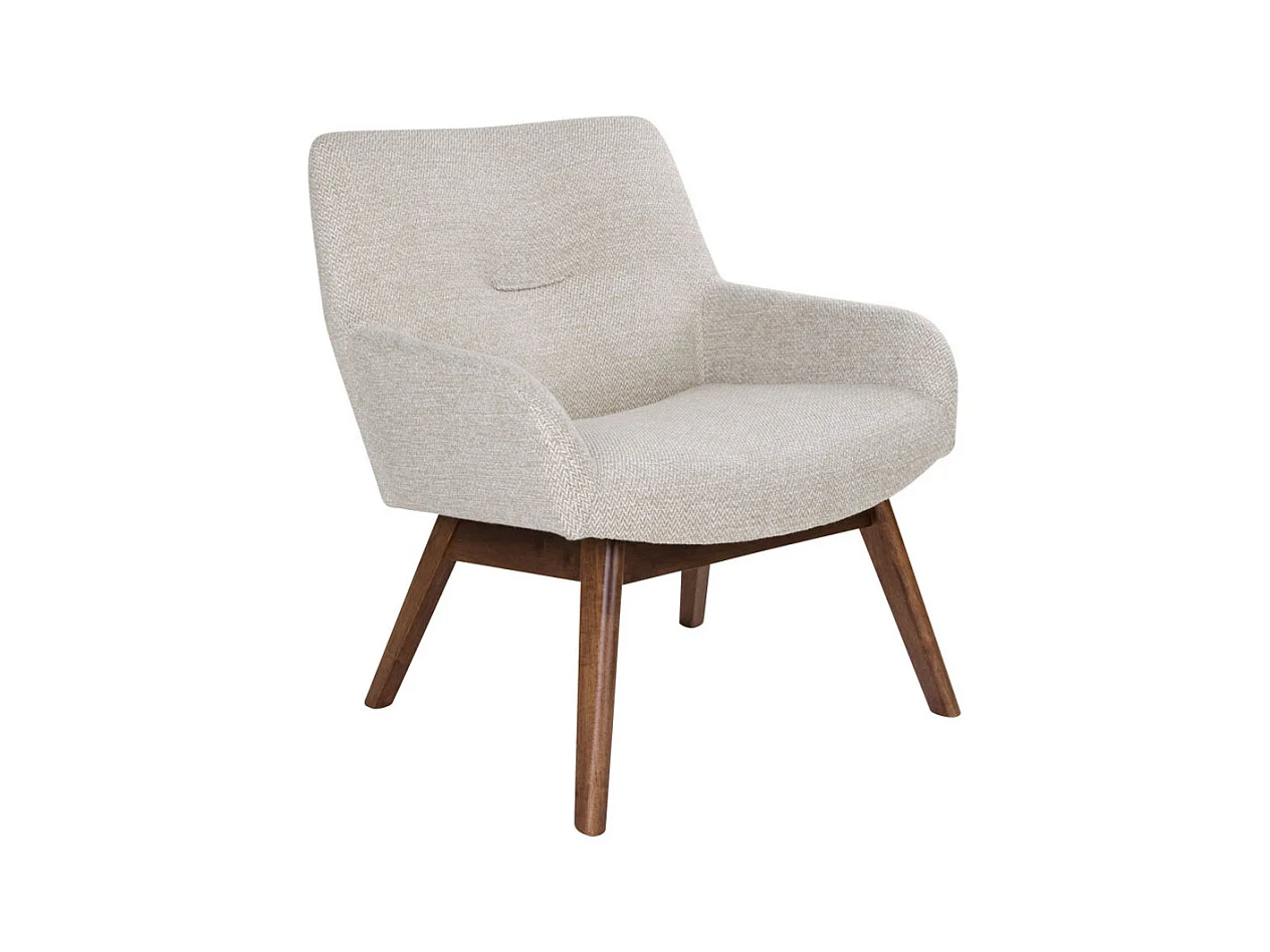 London - Fauteuil en tissu et pieds en bois naturel - Ecru