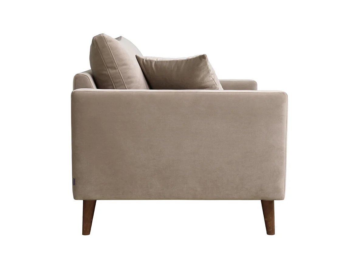 Villabon - Fauteuil XL en velours pieds bois foncé - Beige