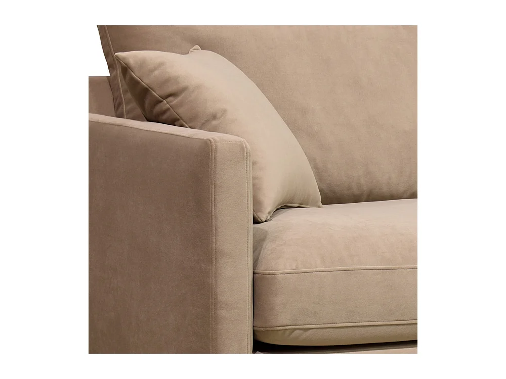 Villabon - Fauteuil XL en velours pieds bois foncé - Beige