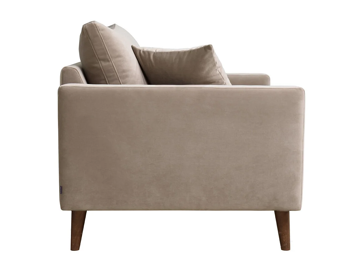 Villabon - Fauteuil XL en velours pieds bois foncé - Beige