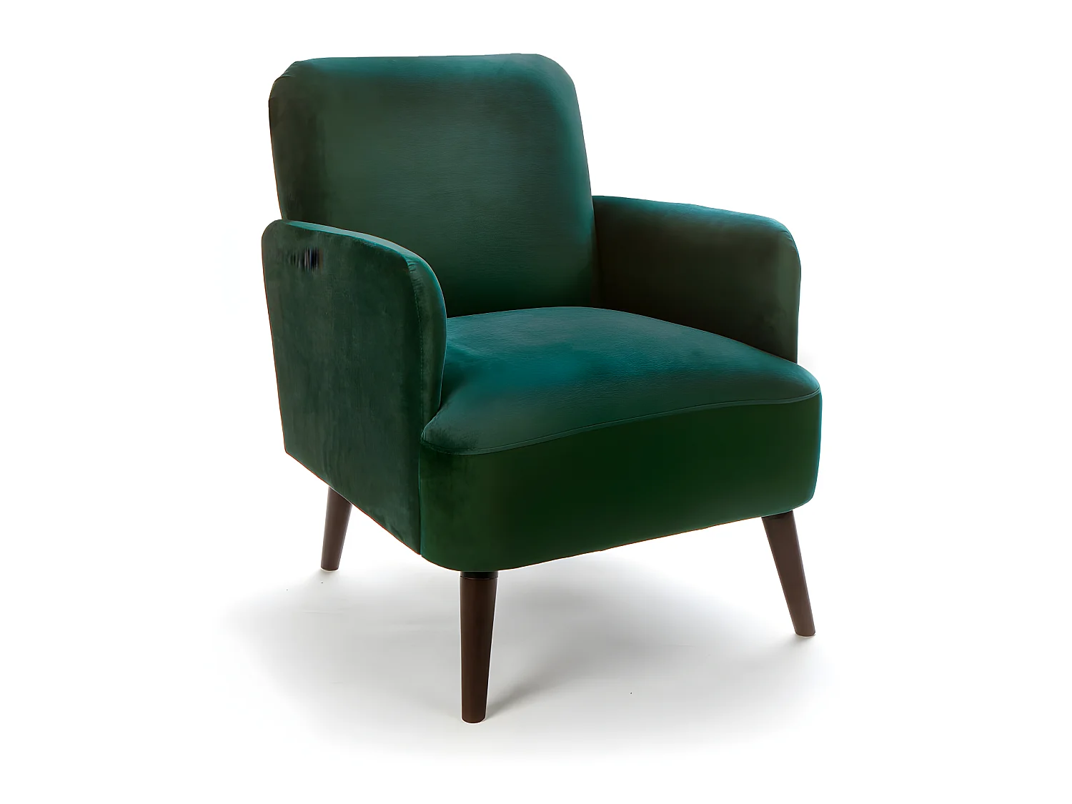 Brooks - Fauteuil rétro en velours pieds bois foncé - Vert forêt