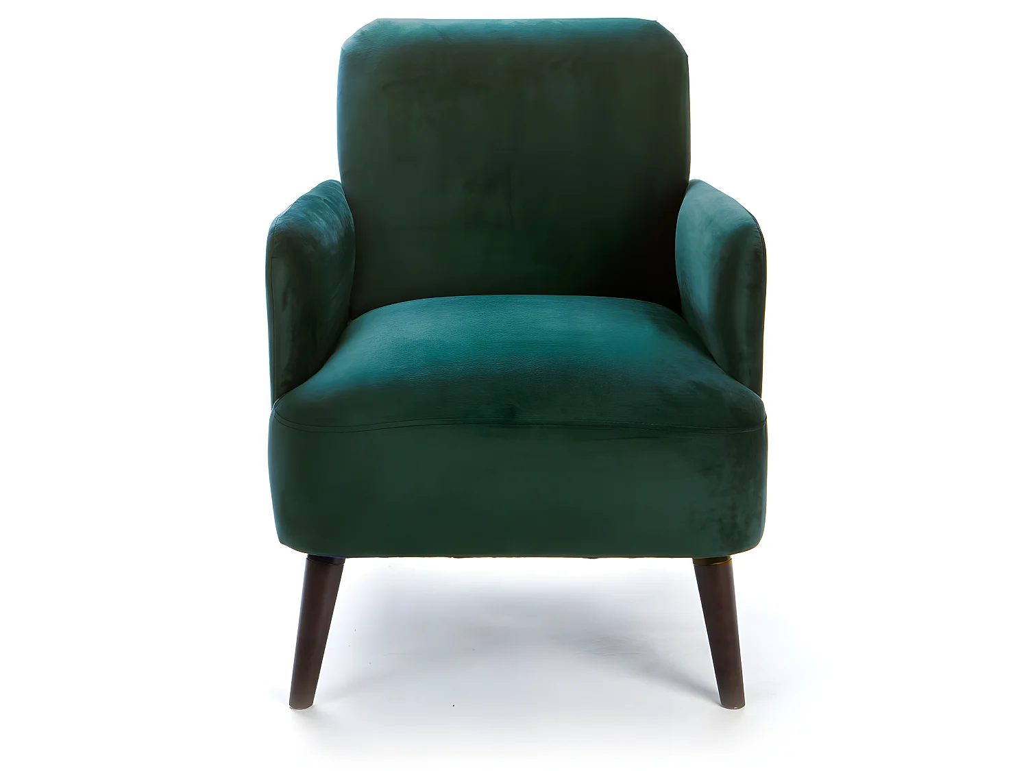 Brooks - Fauteuil rétro en velours pieds bois foncé - Vert forêt