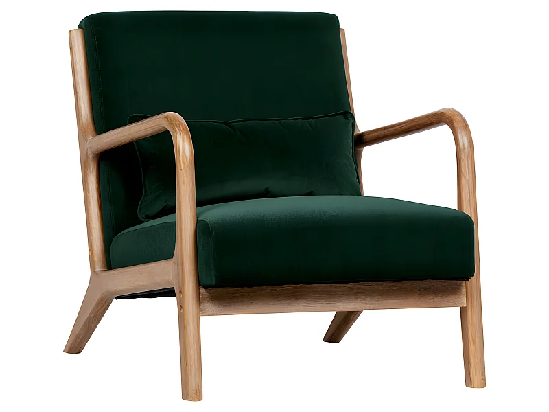 Mark - Fauteuil en bois et velours - Vert forêt