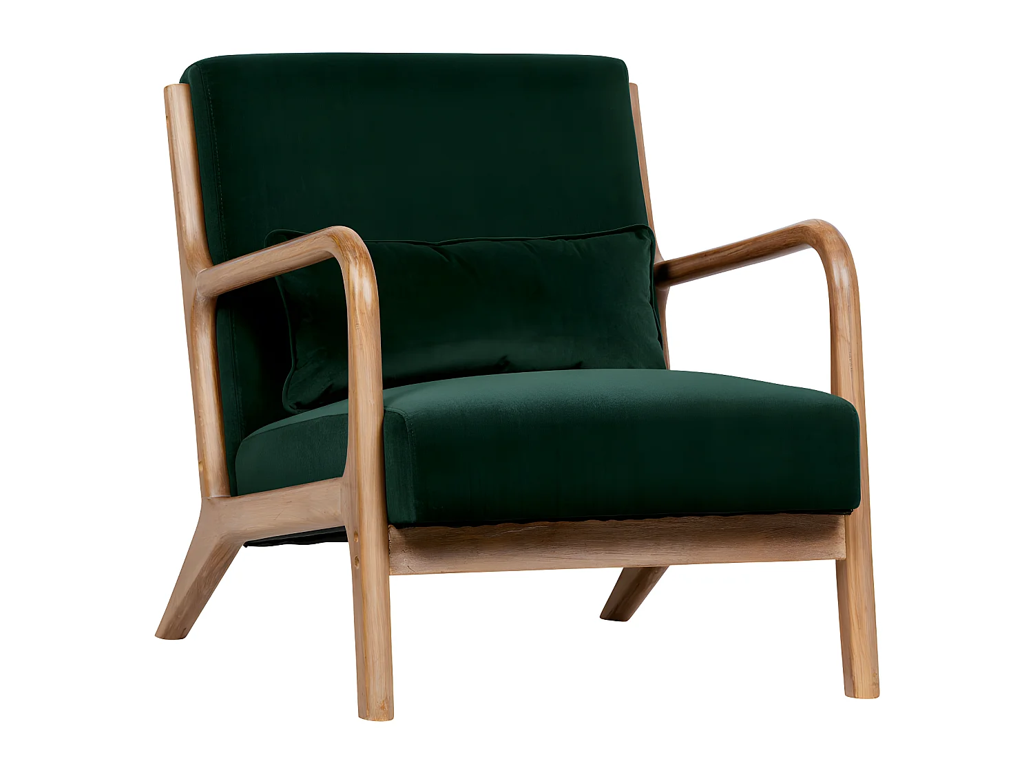 Mark - Fauteuil en bois et velours - Vert forêt