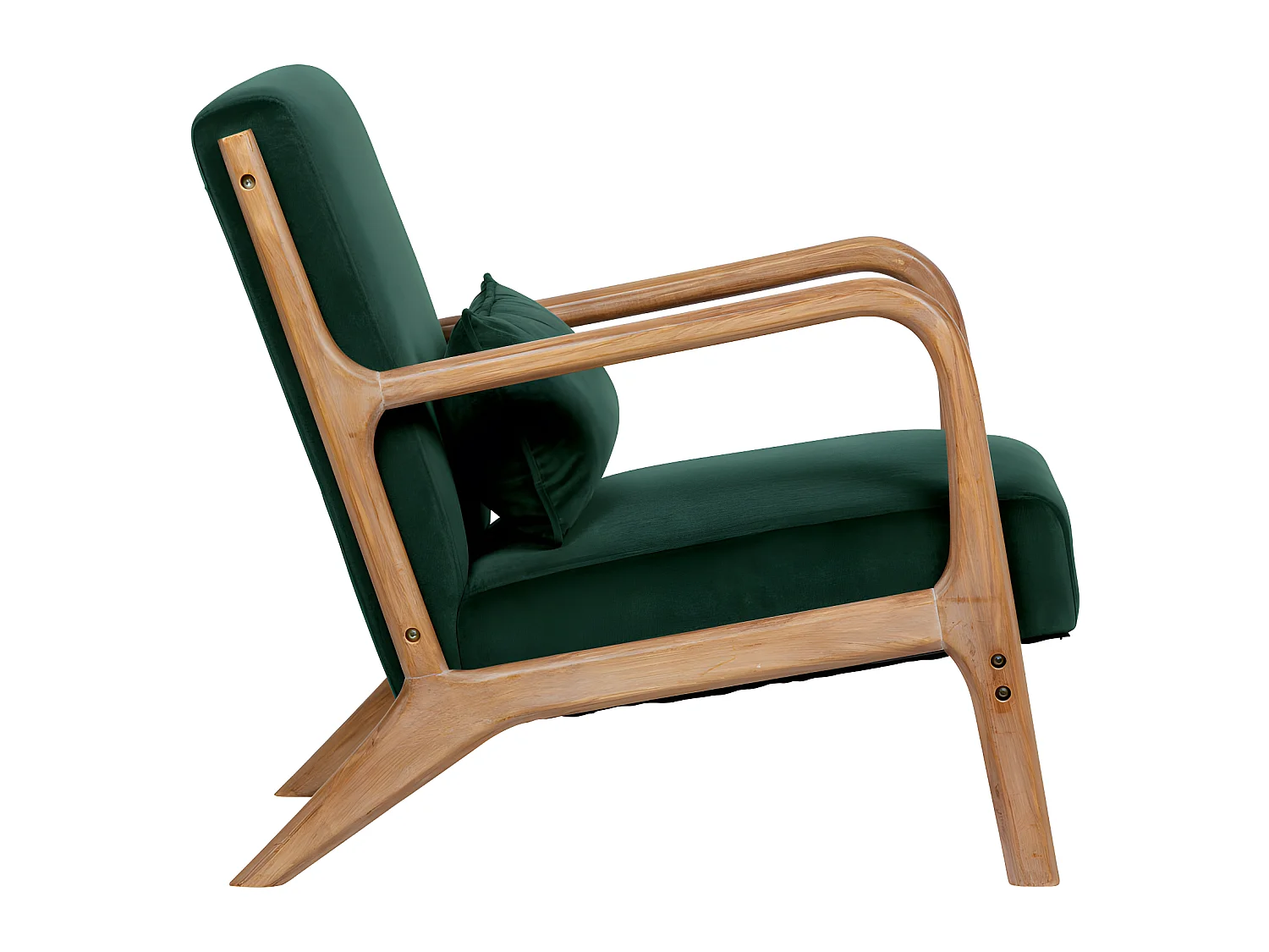 Mark - Fauteuil en bois et velours - Vert forêt