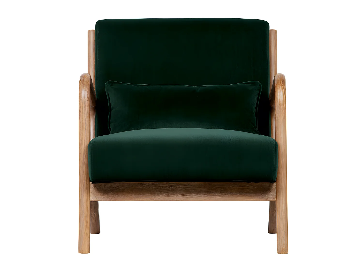 Mark - Fauteuil en bois et velours - Vert forêt