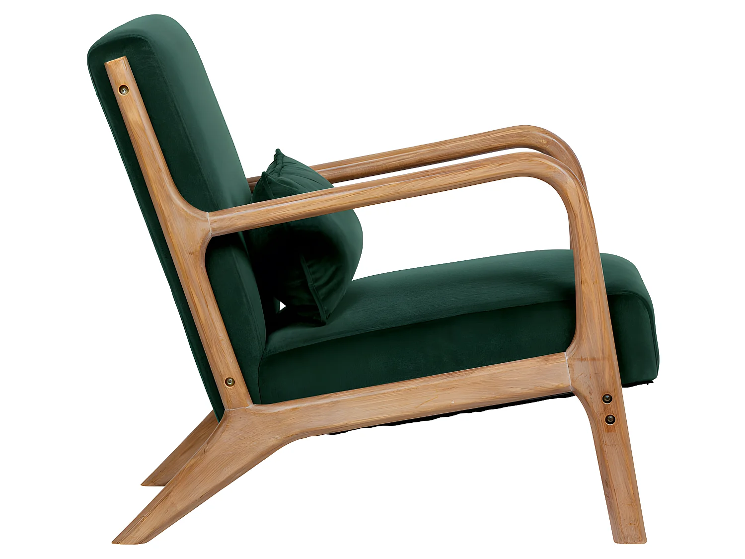Mark - Fauteuil en bois et velours - Vert forêt