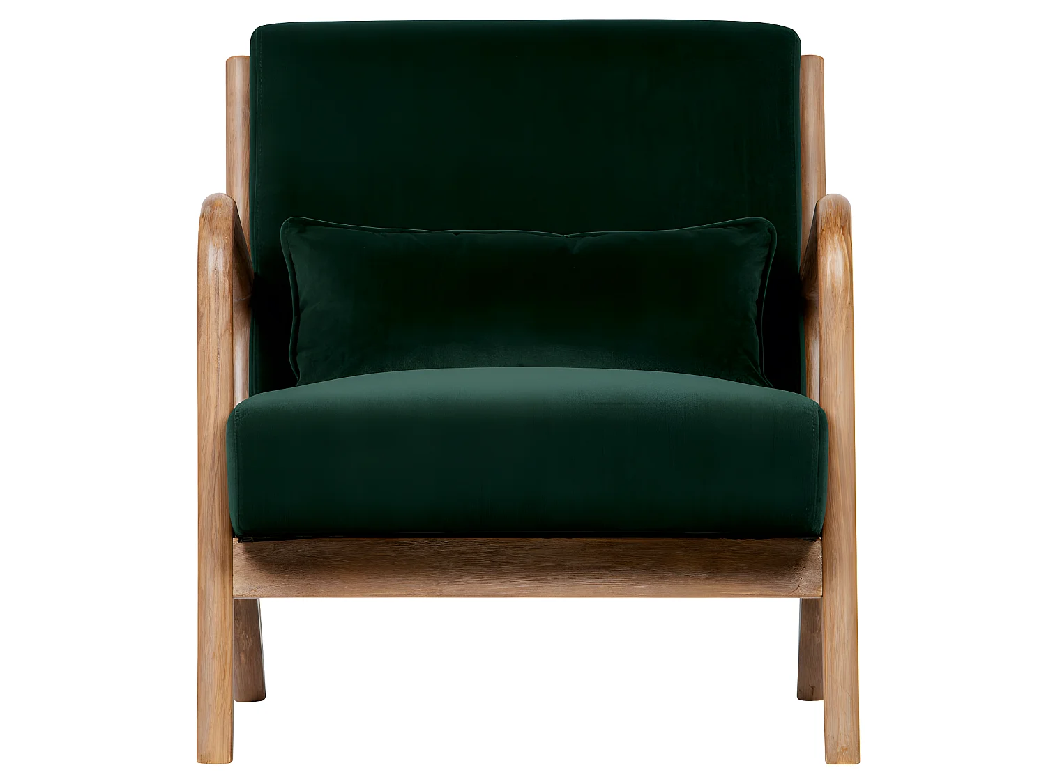 Mark - Fauteuil en bois et velours - Vert forêt
