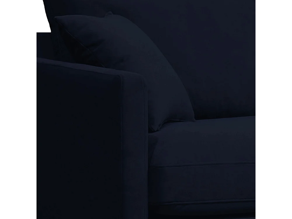 Villabon - Fauteuil XL en velours pieds bois foncé - Bleu marine