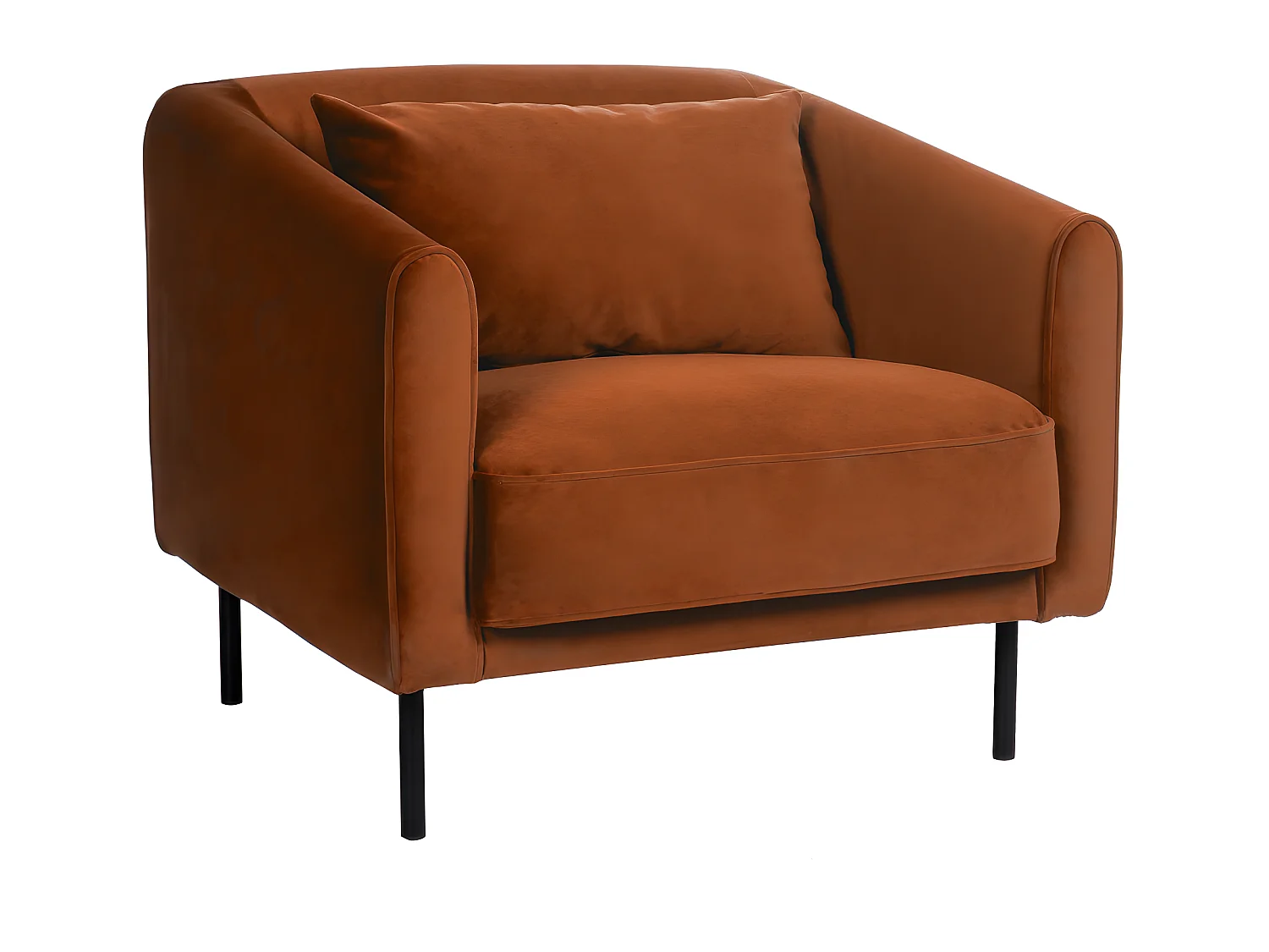 Winsen - Fauteuil en velours pieds droits en métal - Rouille