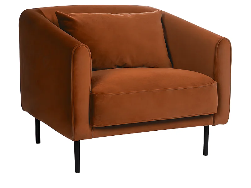 Winsen - Fauteuil en velours pieds droits en métal - Rouille