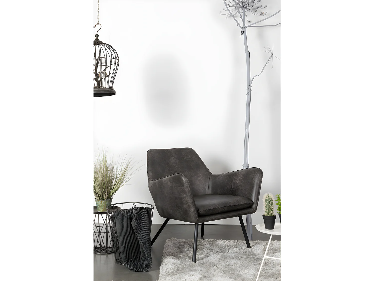 Bon - Fauteuil lounge vintage - Couleur - Gris anthracite
