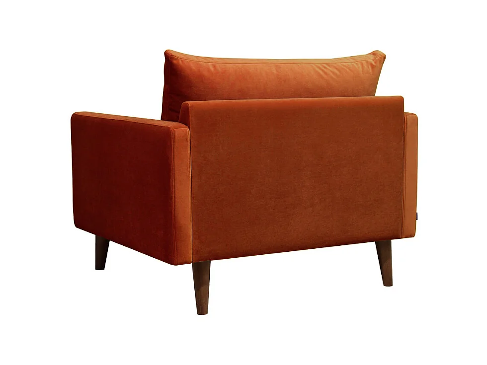 Villabon - Fauteuil XL en velours pieds bois foncé - Rouille