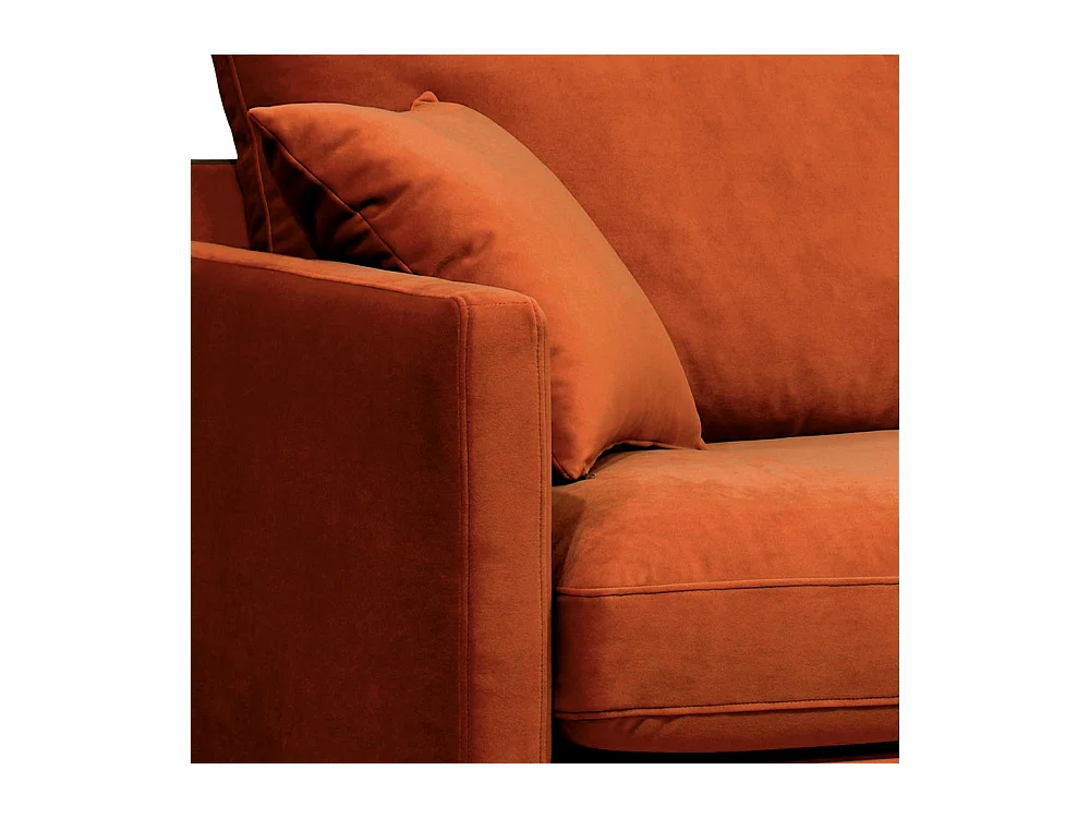 Villabon - Fauteuil XL en velours pieds bois foncé - Rouille