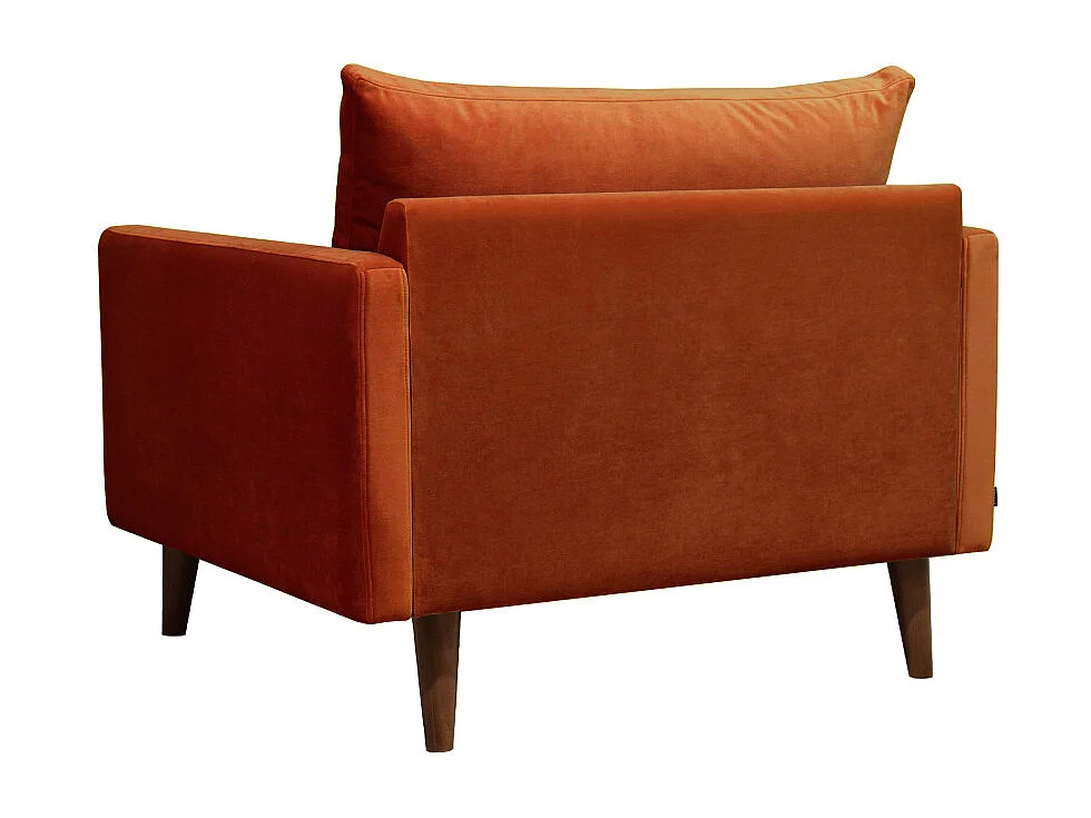 Villabon - Fauteuil XL en velours pieds bois foncé - Rouille