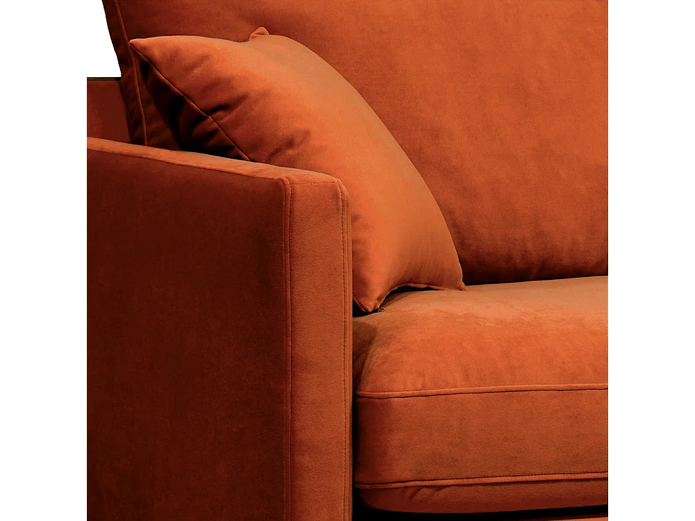 Villabon - Fauteuil XL en velours pieds bois foncé - Rouille