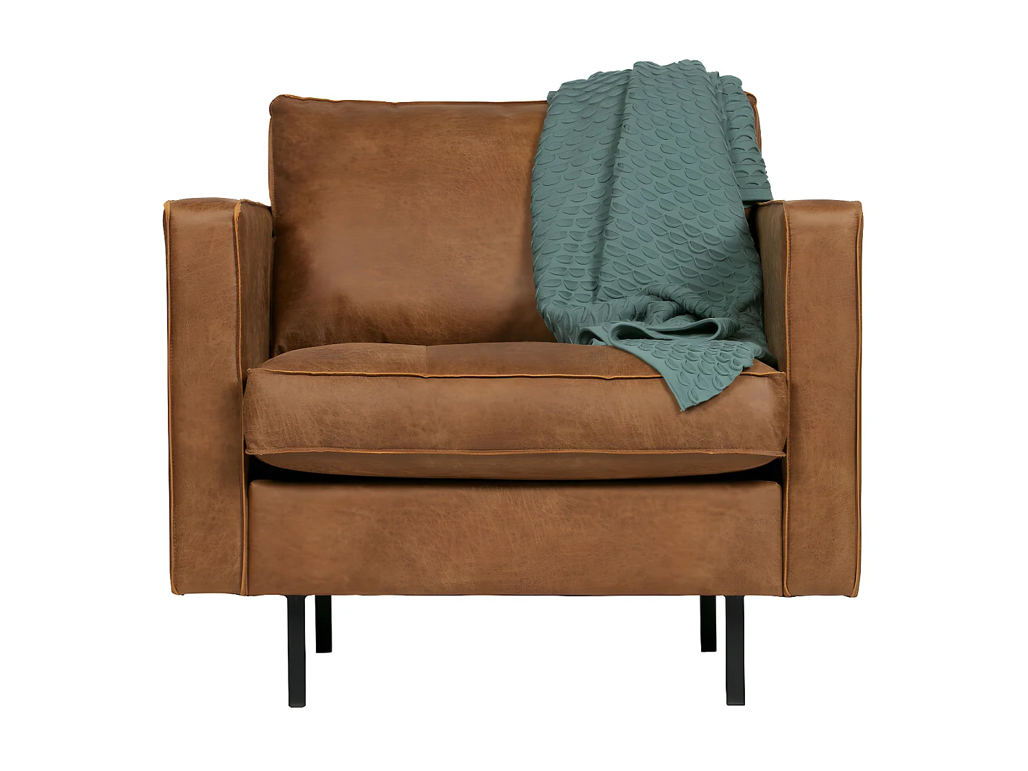 RODEO - Fauteuil vintage en cuir recyclé cognac