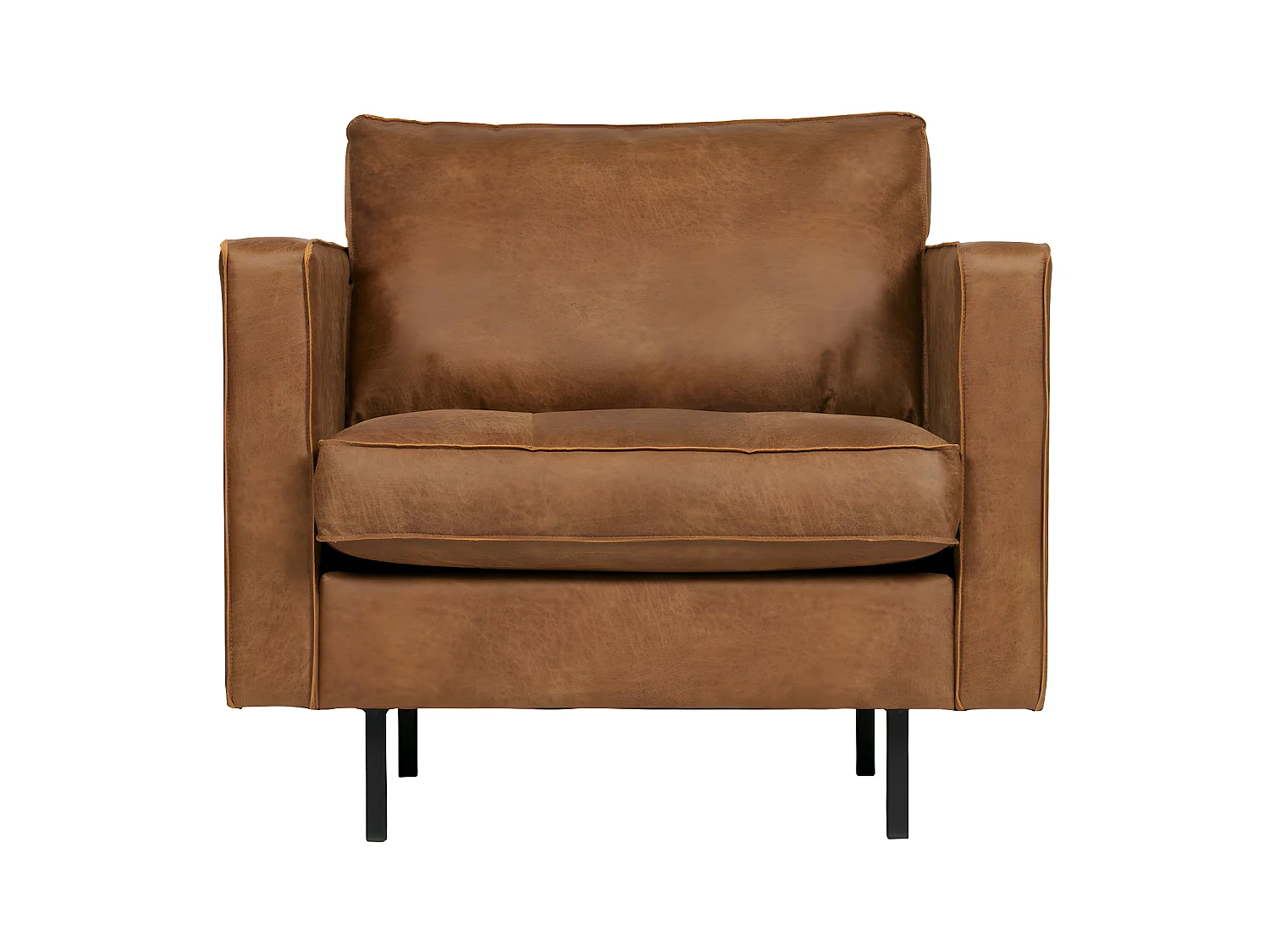 RODEO - Fauteuil vintage en cuir recyclé cognac