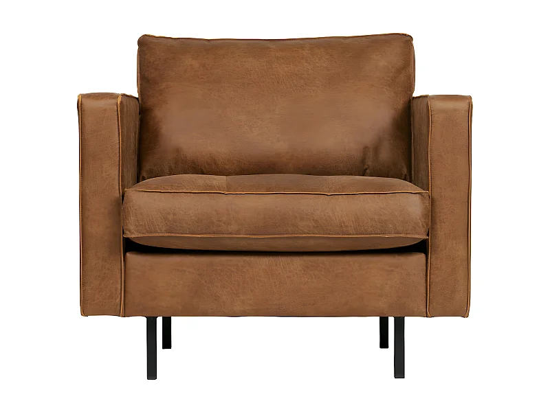 RODEO - Fauteuil vintage en cuir recyclé cognac