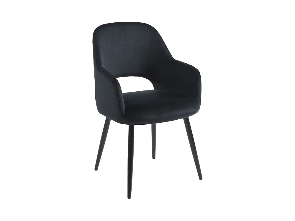 Junia - Fauteuil de table en velours - Noir