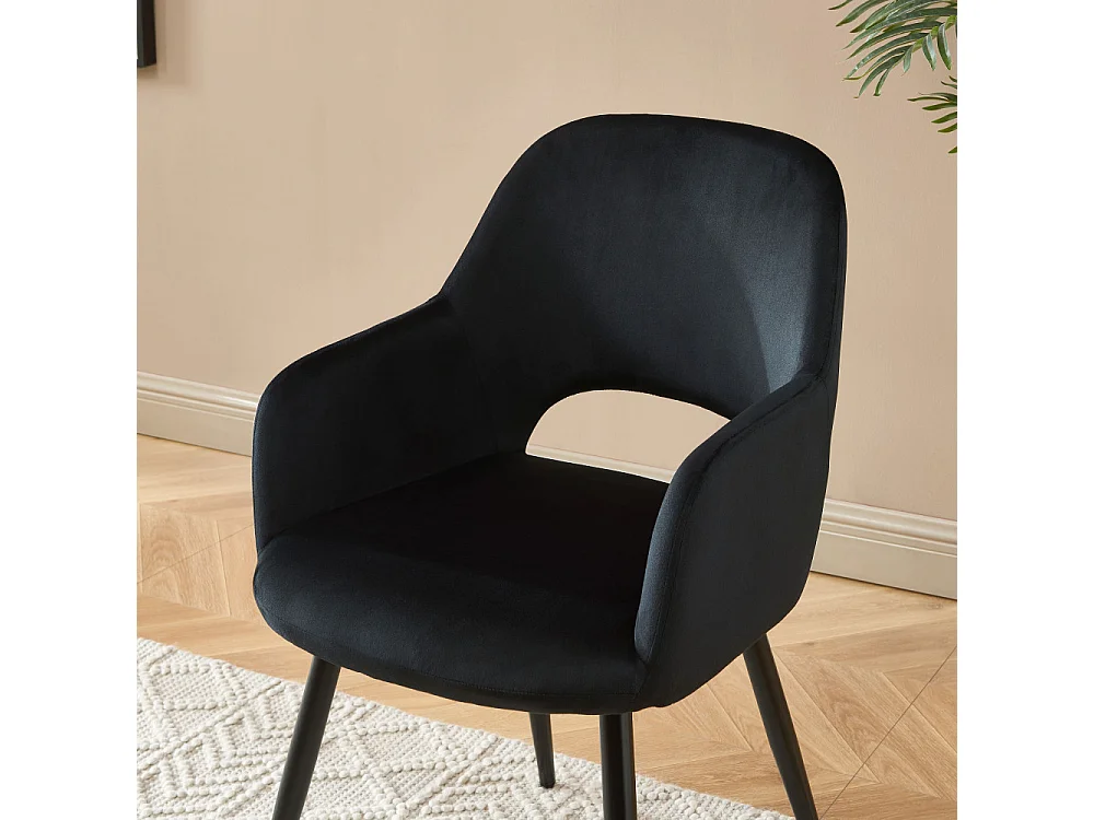Junia - Fauteuil de table en velours - Noir