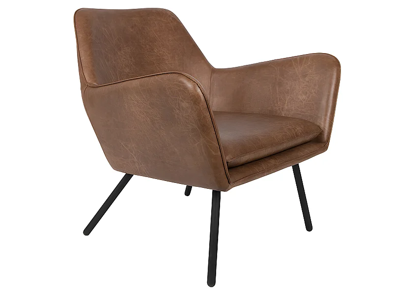 Bon - Fauteuil lounge vintage : Couleur - Marron