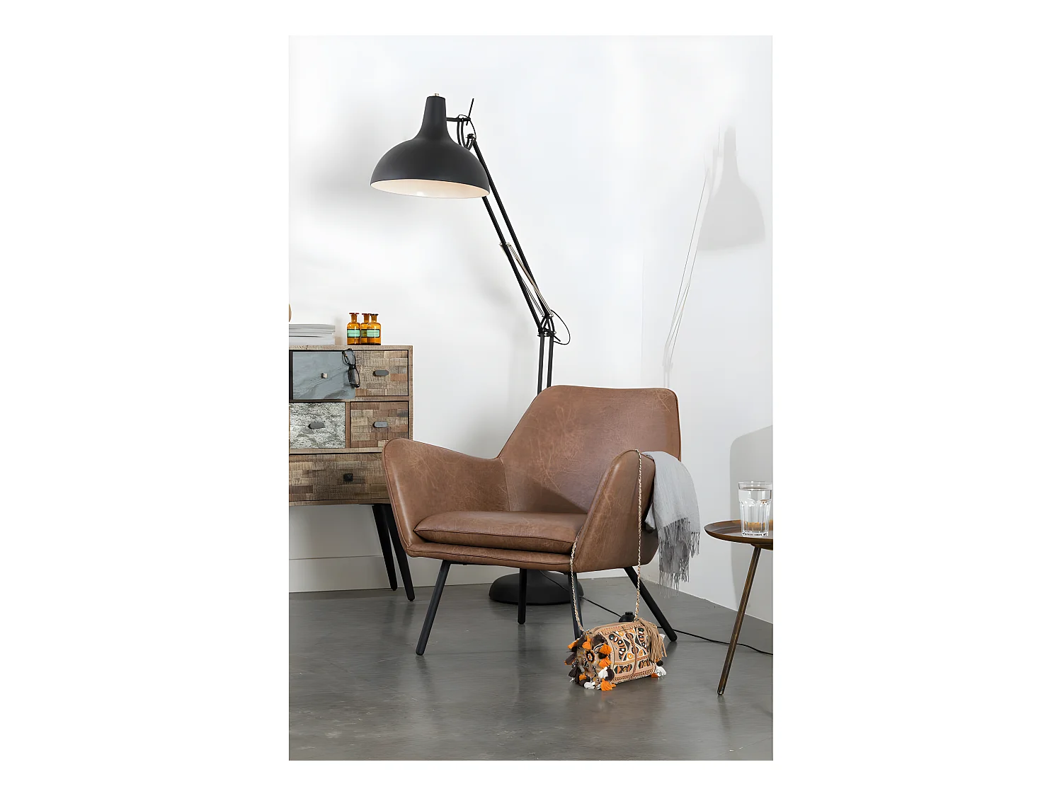 Bon - Fauteuil lounge vintage : Couleur - Marron