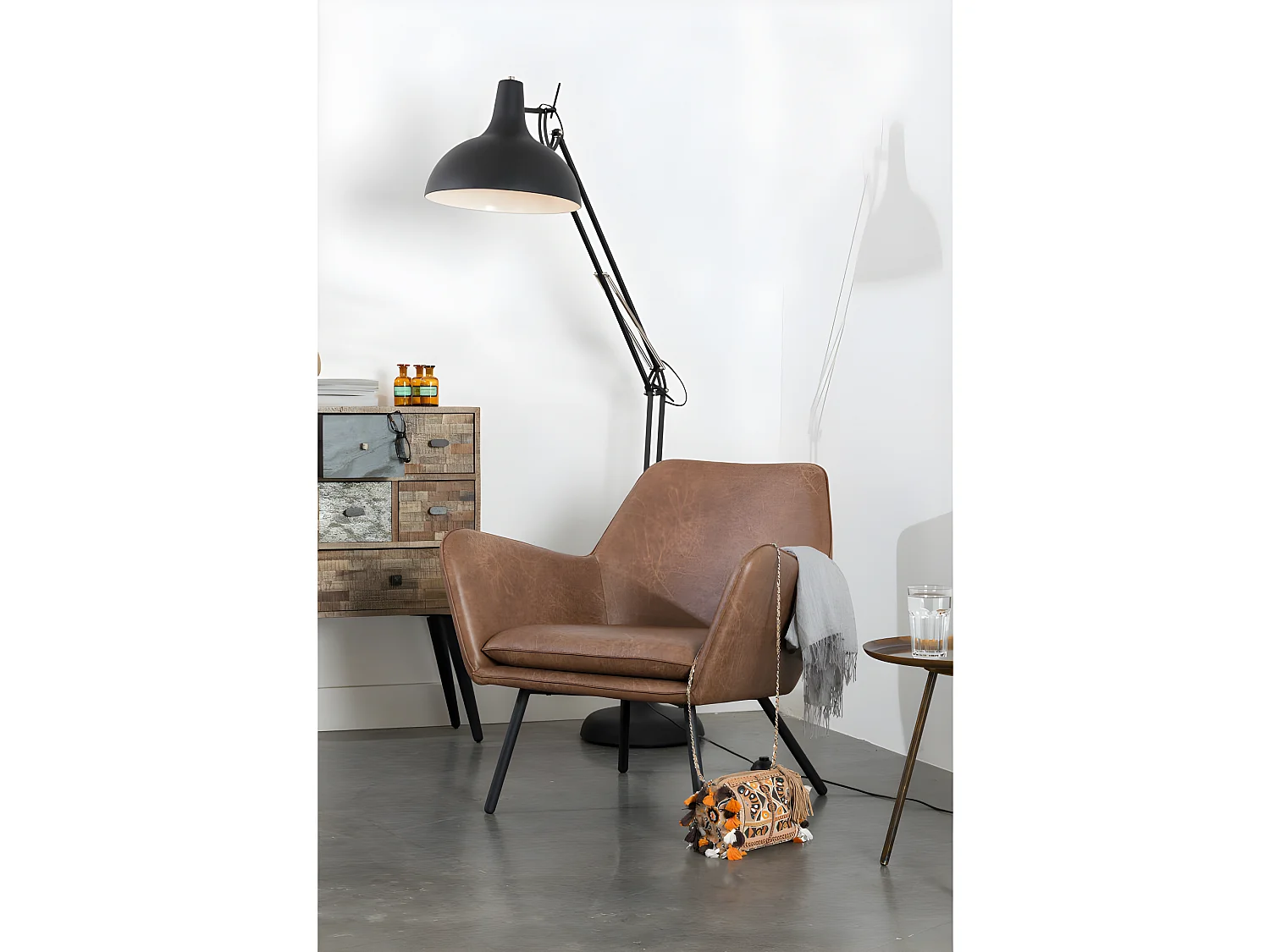 Bon - Fauteuil lounge vintage : Couleur - Marron